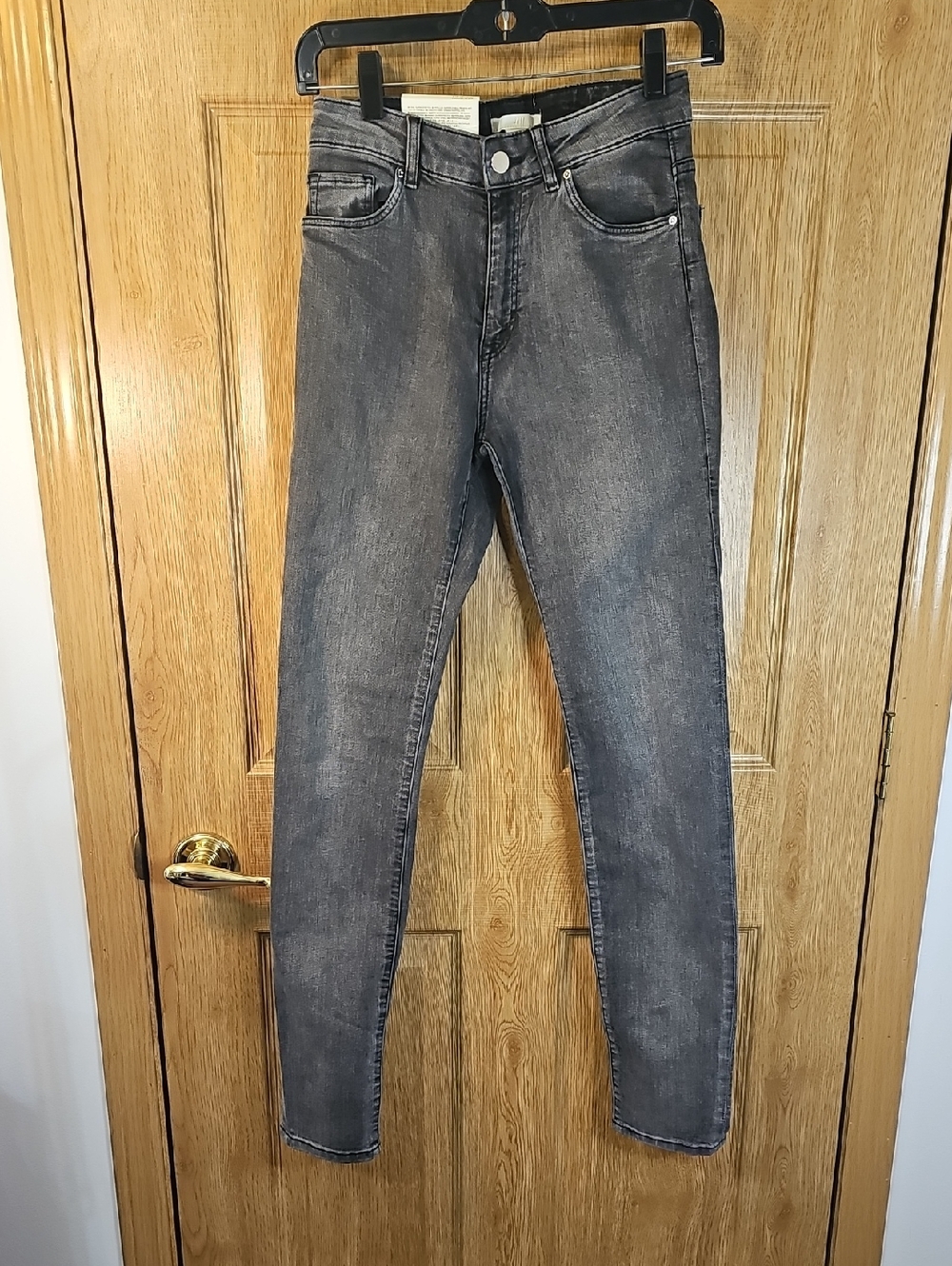 H&M Grey Washed High-Rise Skinny Jeans